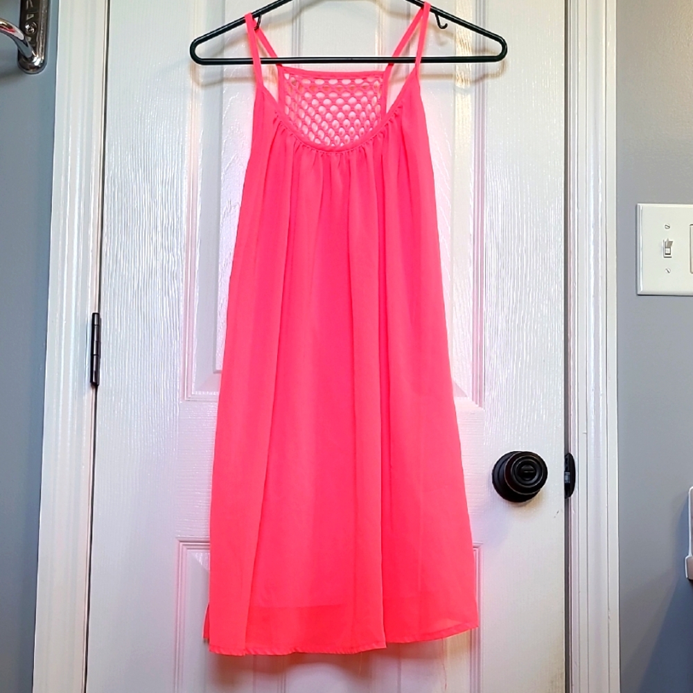 Pink Chiffon beach dress/swim cover up XS